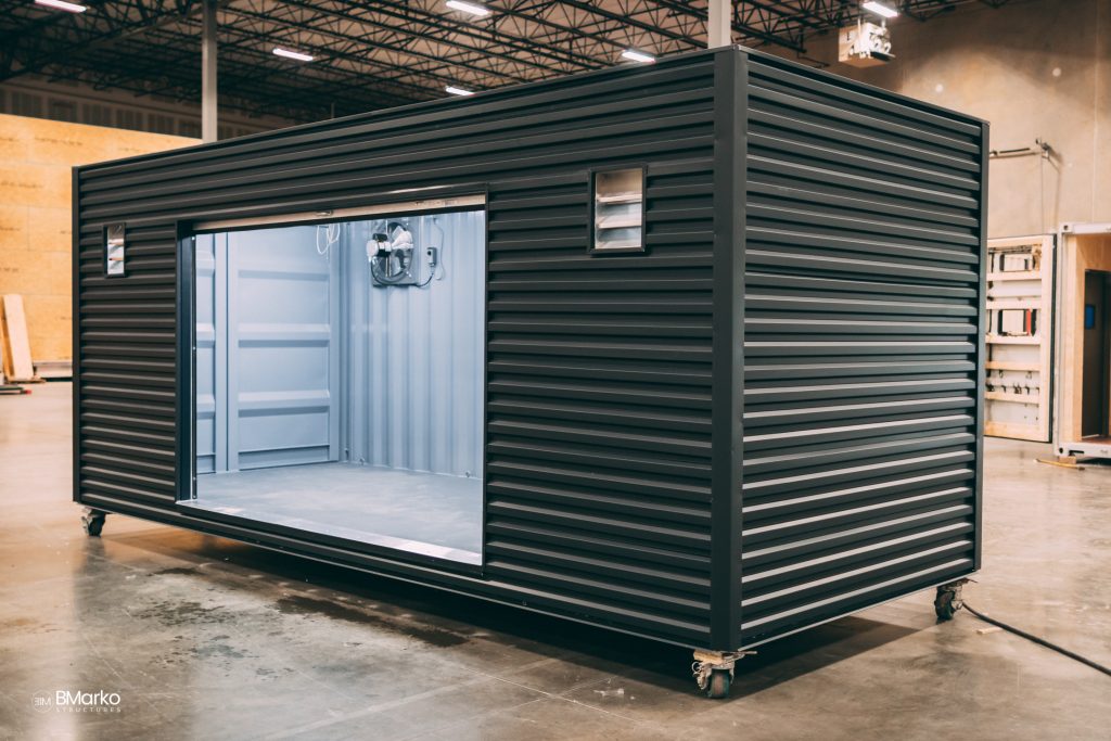 shipping container with rollup door