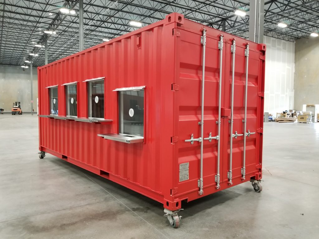Red Shipping Container Ticket Booth